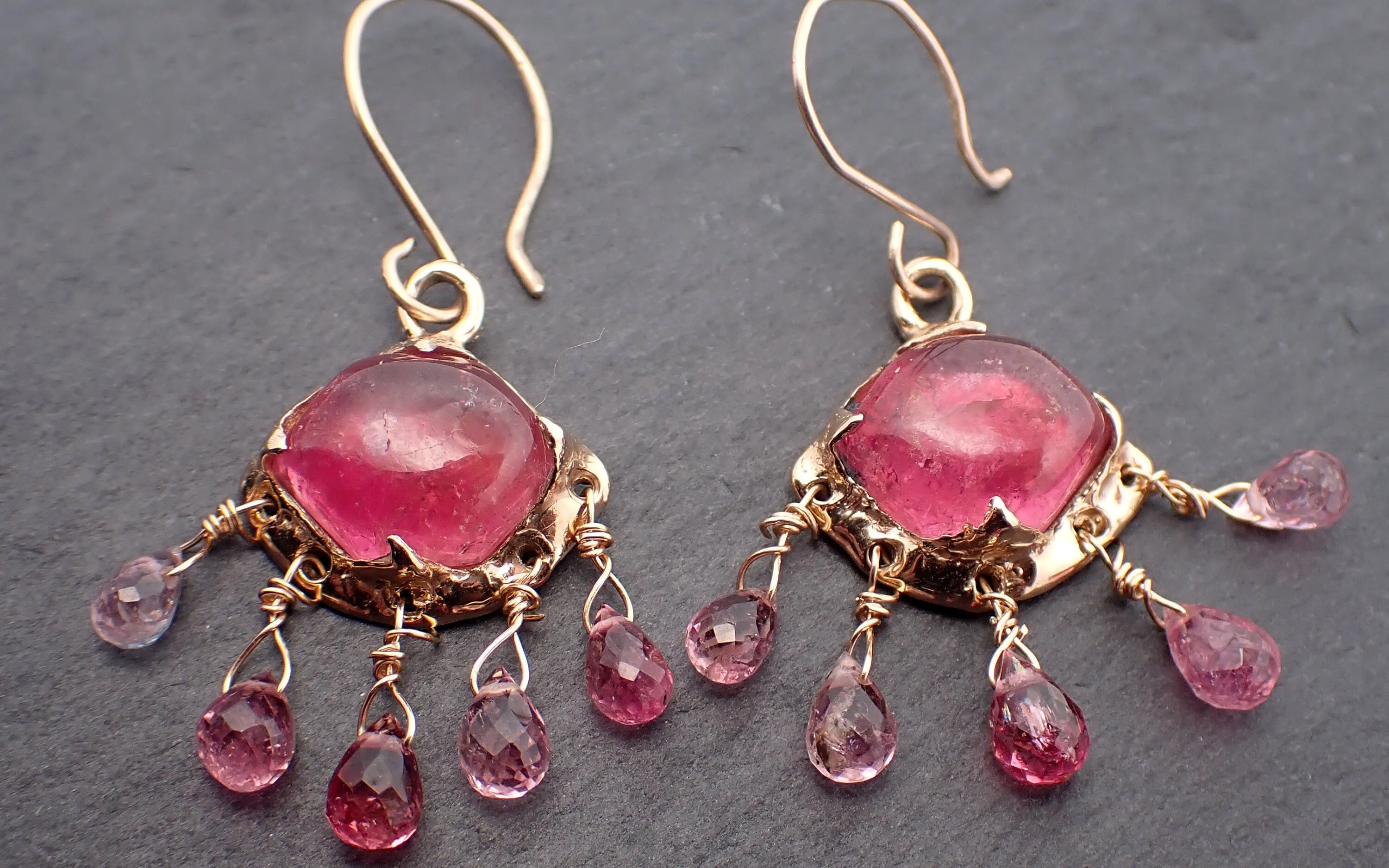 Tourmaline dangle earrings 14k 3374