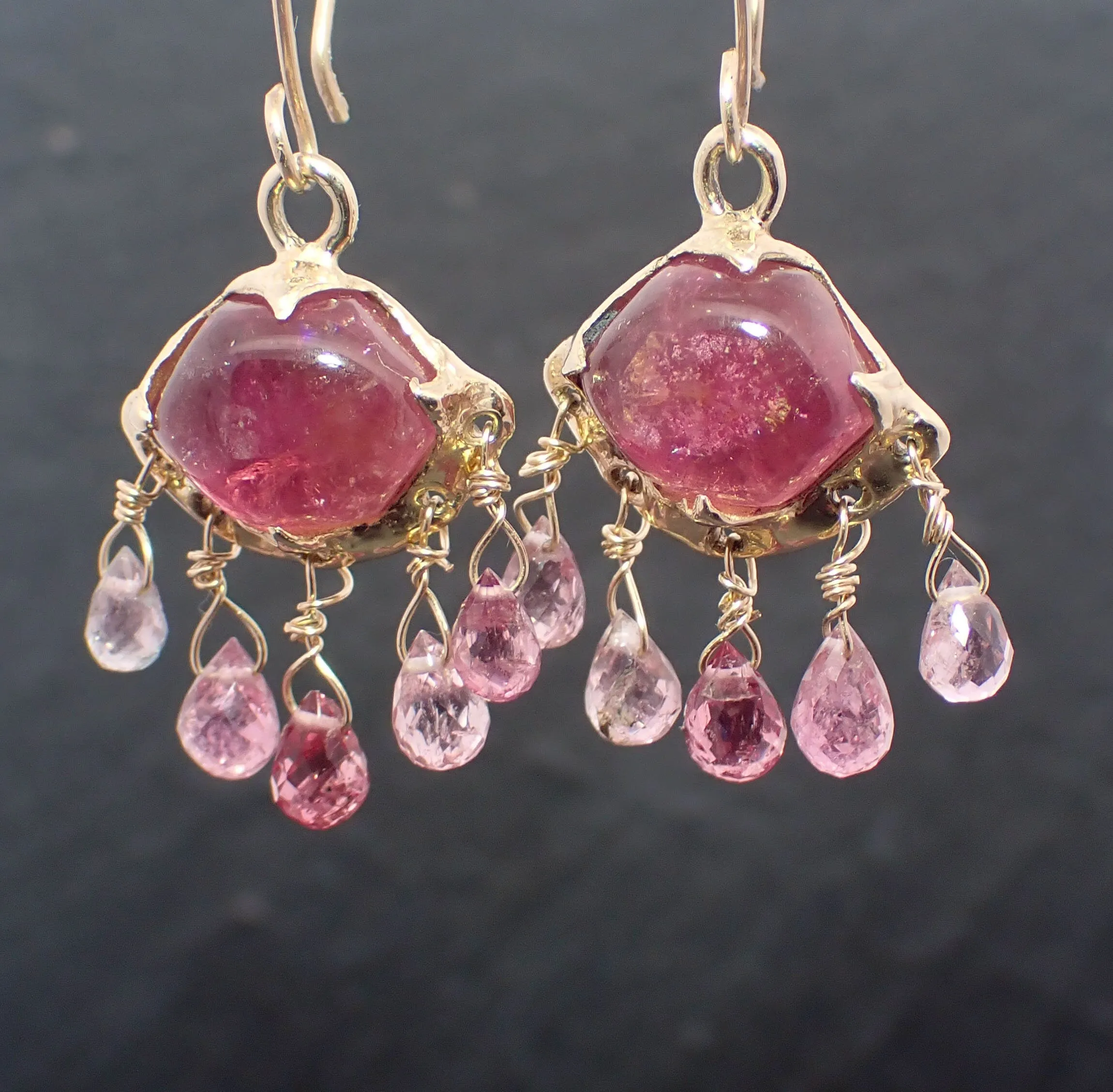 Tourmaline dangle earrings 14k 3374