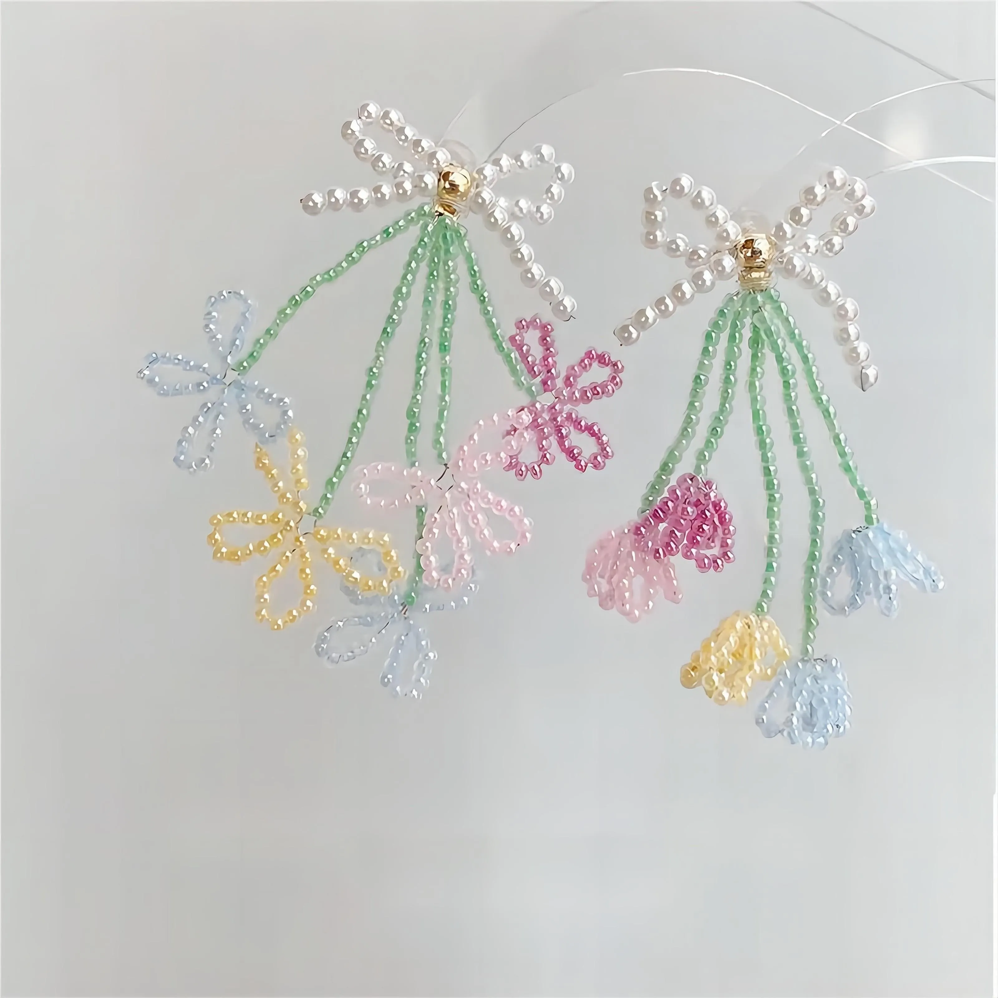Transformable Tulip To Butterfly Beaded Earrings