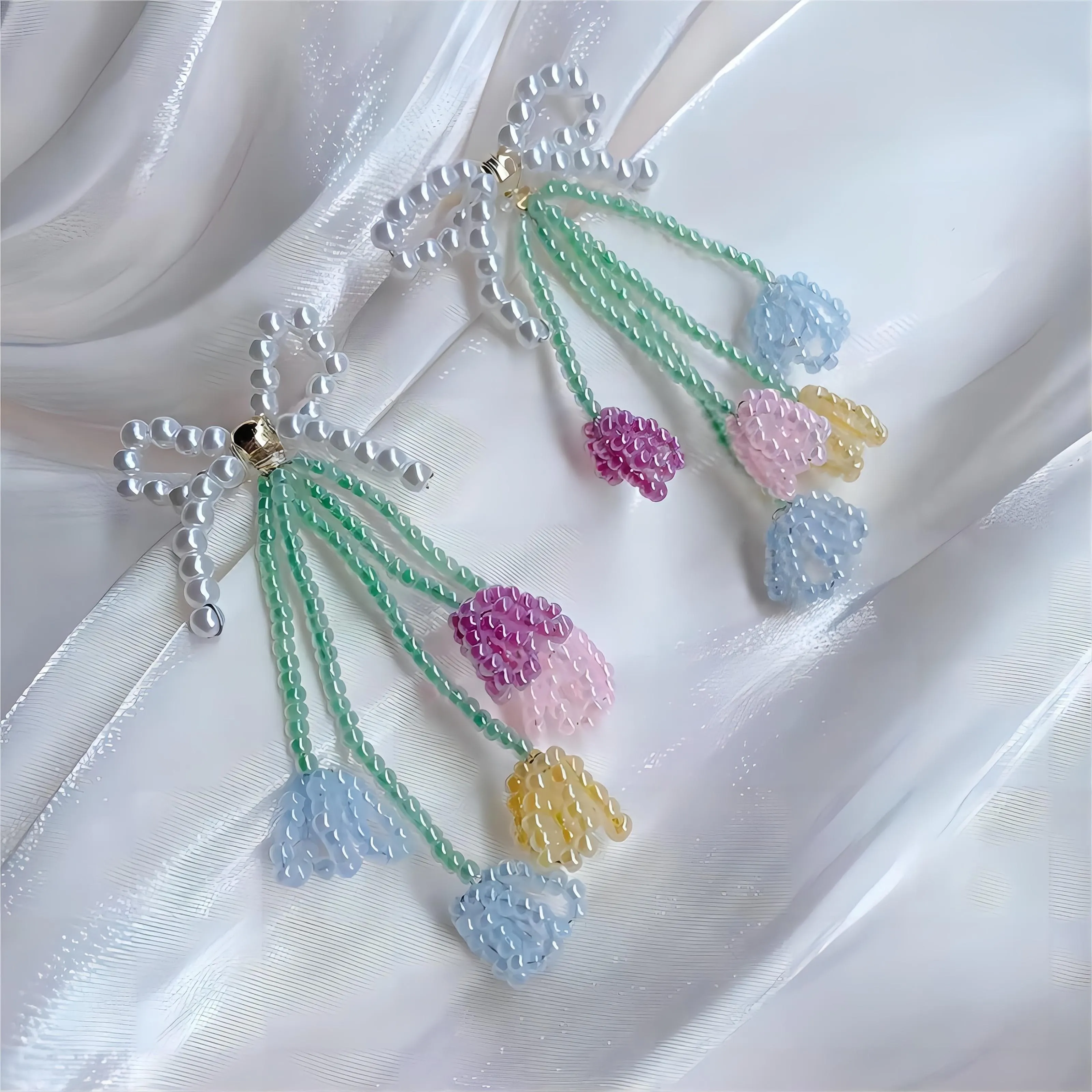 Transformable Tulip To Butterfly Beaded Earrings