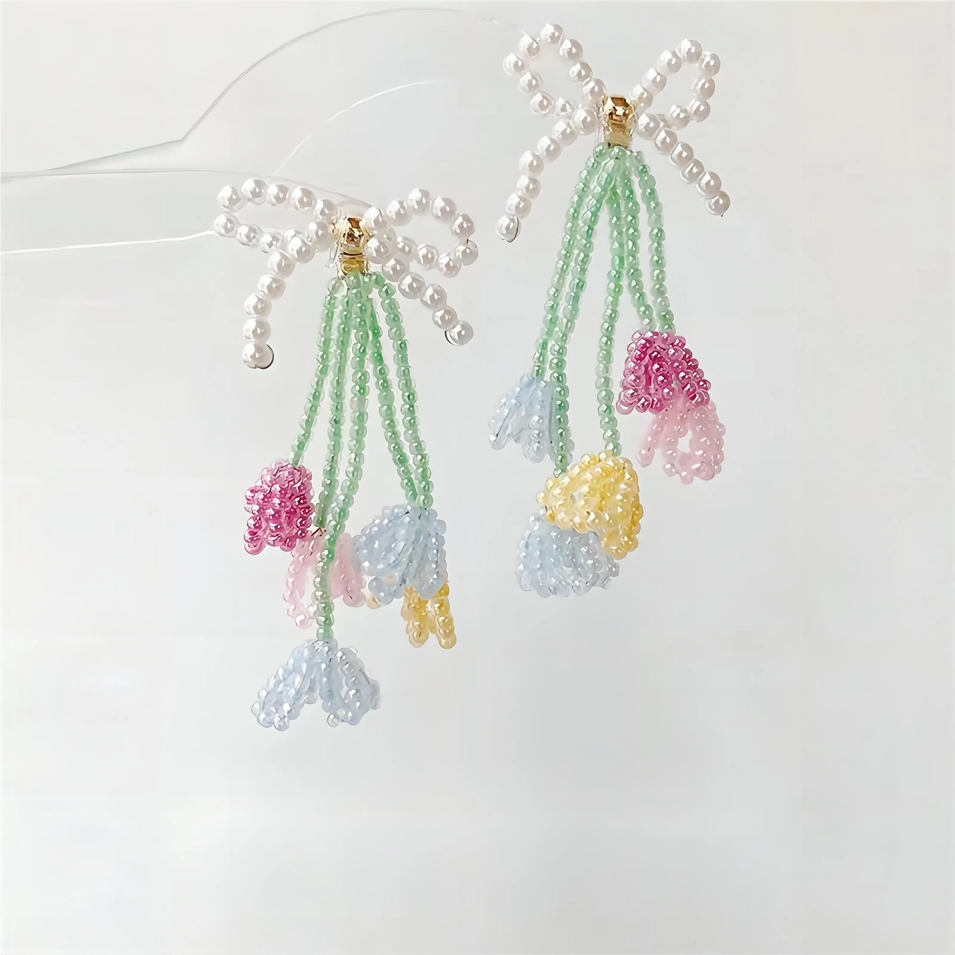 Transformable Tulip To Butterfly Beaded Earrings