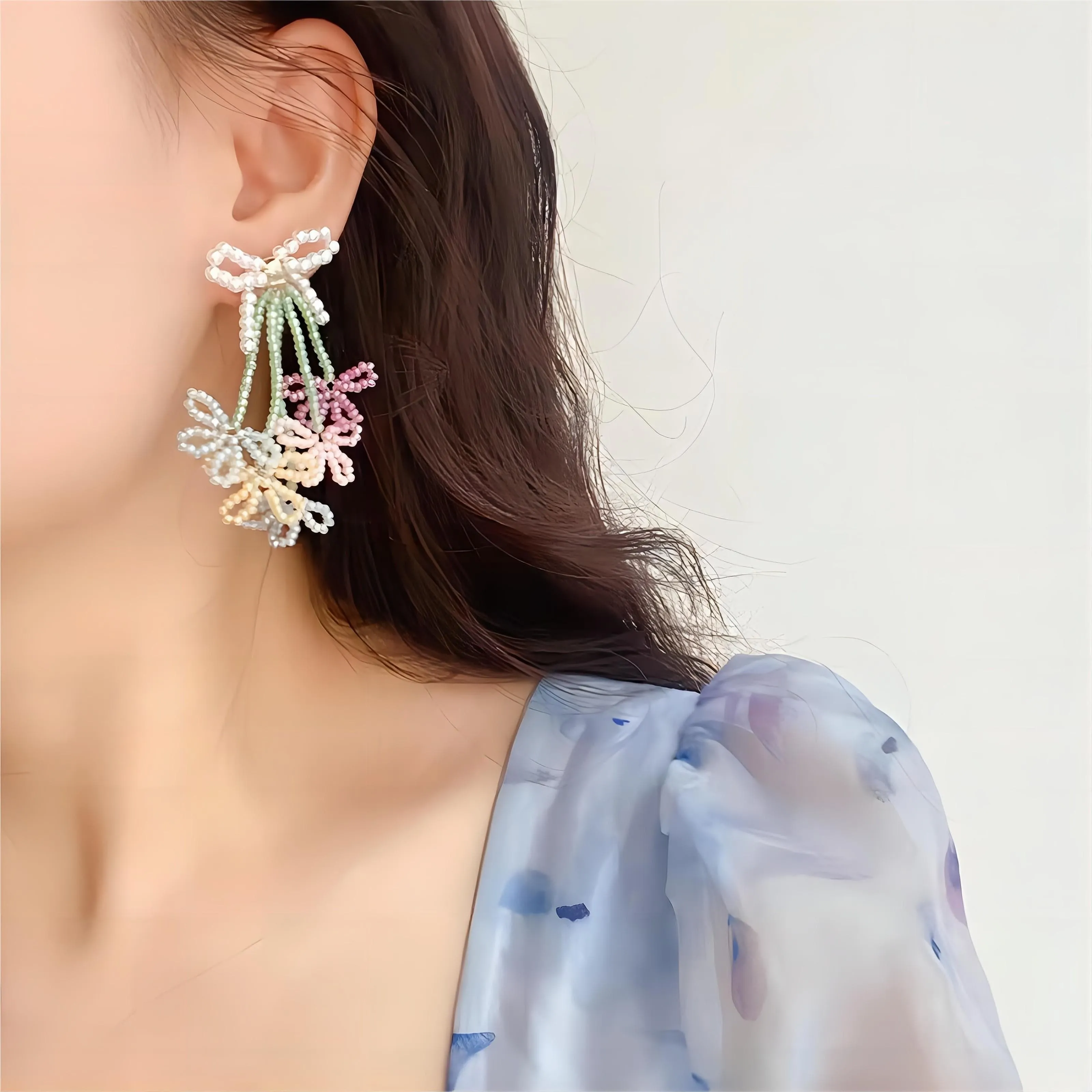 Transformable Tulip To Butterfly Beaded Earrings