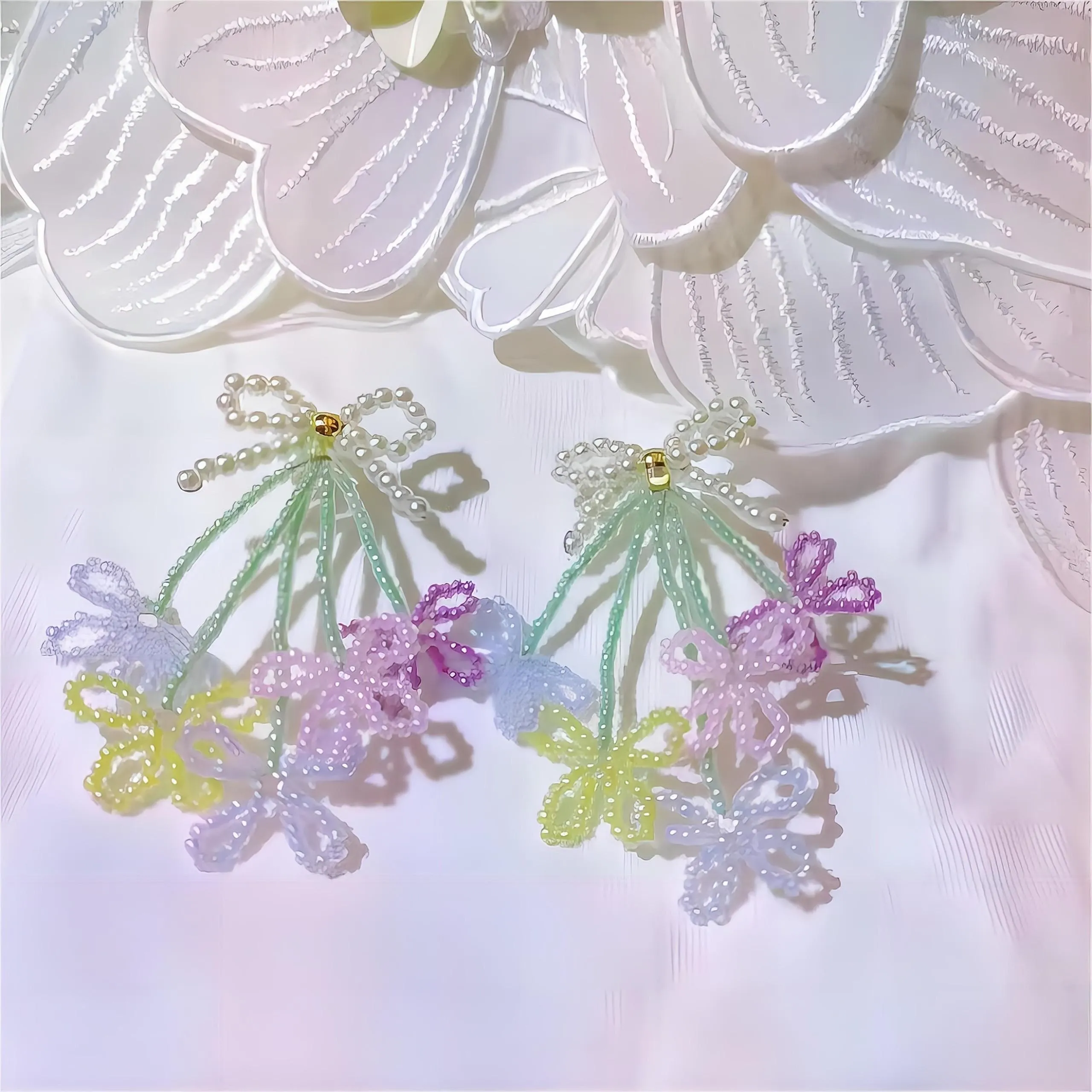 Transformable Tulip To Butterfly Beaded Earrings
