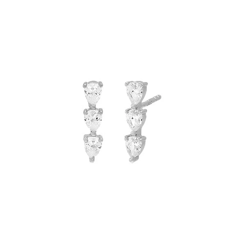 Triple Teardrop Bar Stud Earring