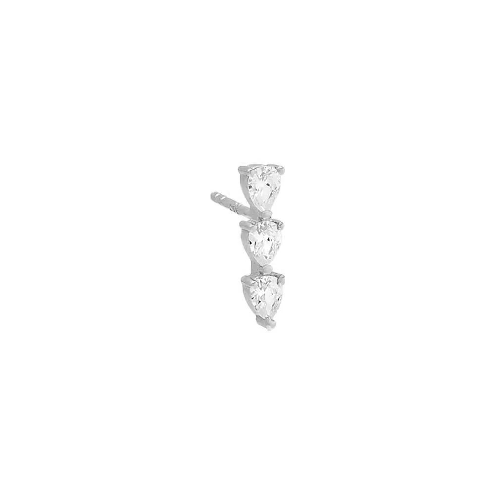 Triple Teardrop Bar Stud Earring