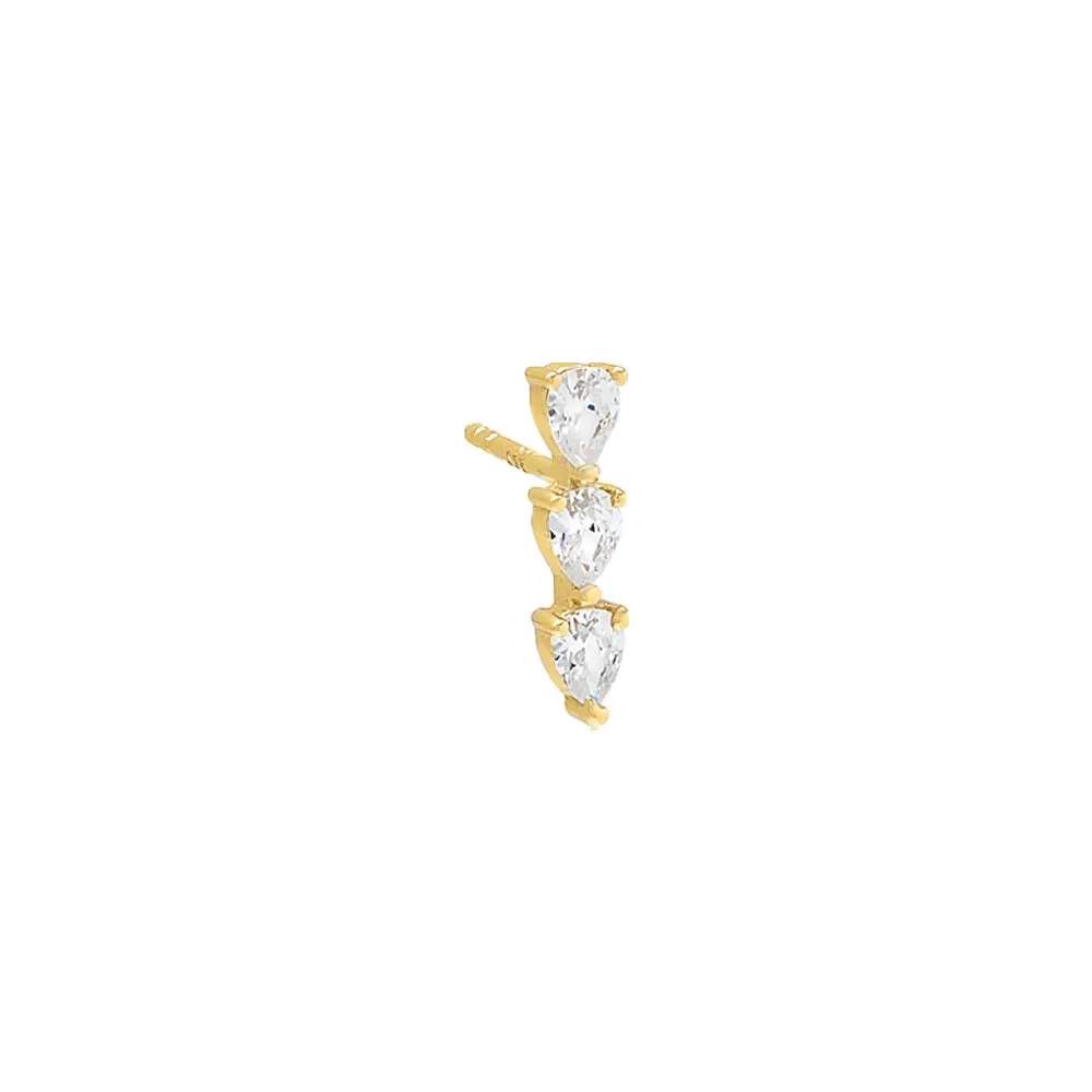 Triple Teardrop Bar Stud Earring