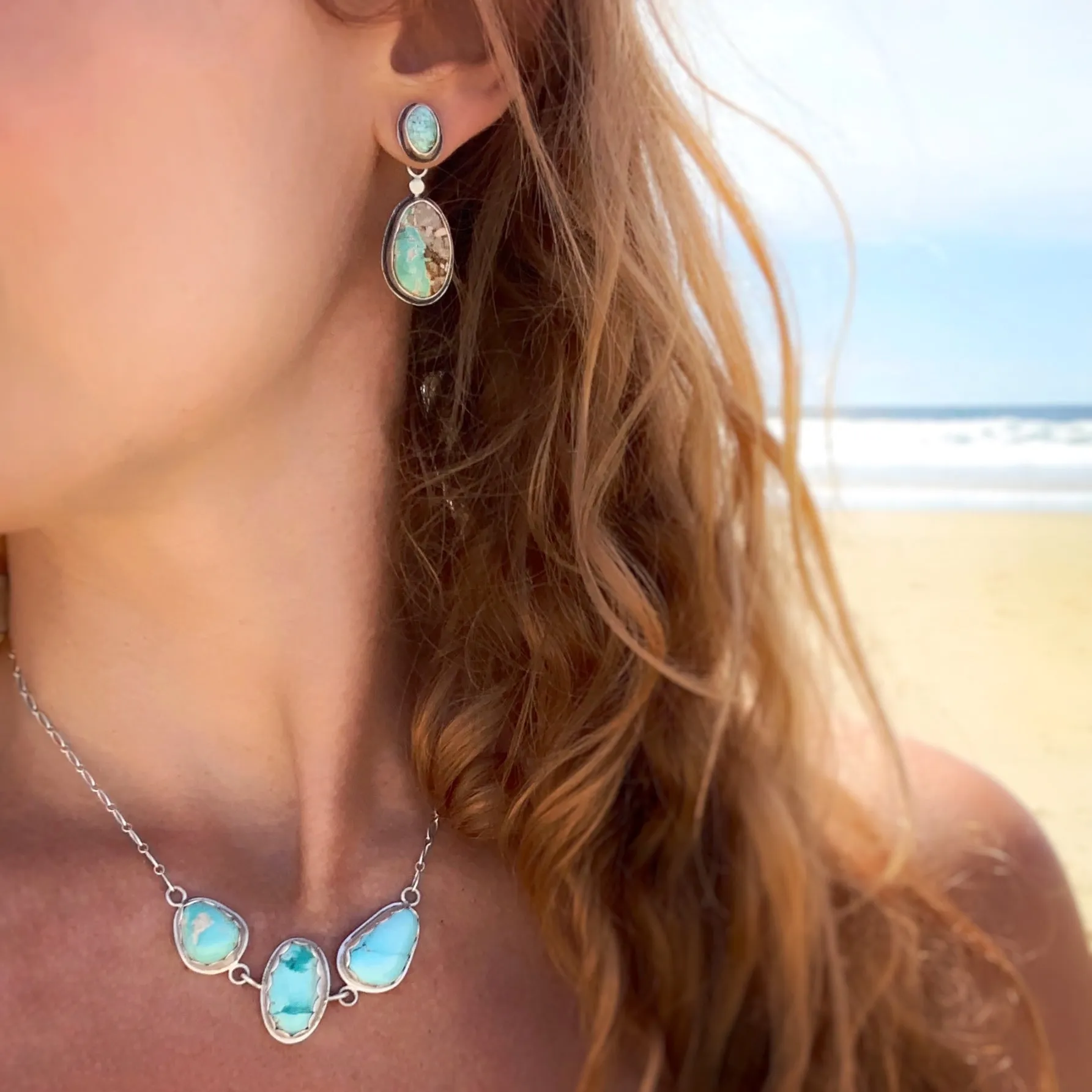 Triple turquoise choker in silver