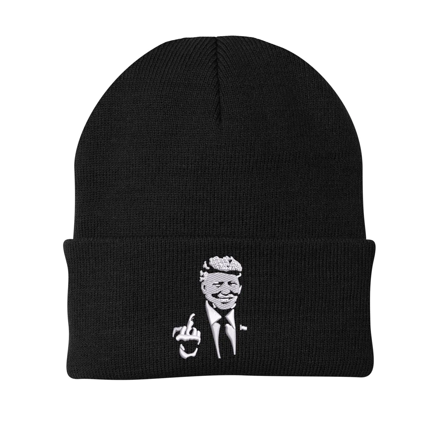 Trump Showing Middle Finger Embroidered Beanie
