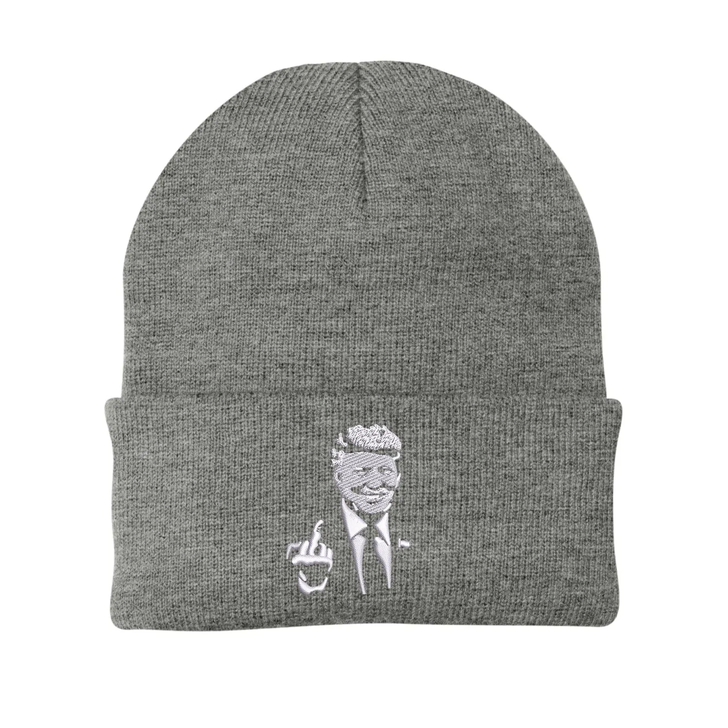 Trump Showing Middle Finger Embroidered Beanie