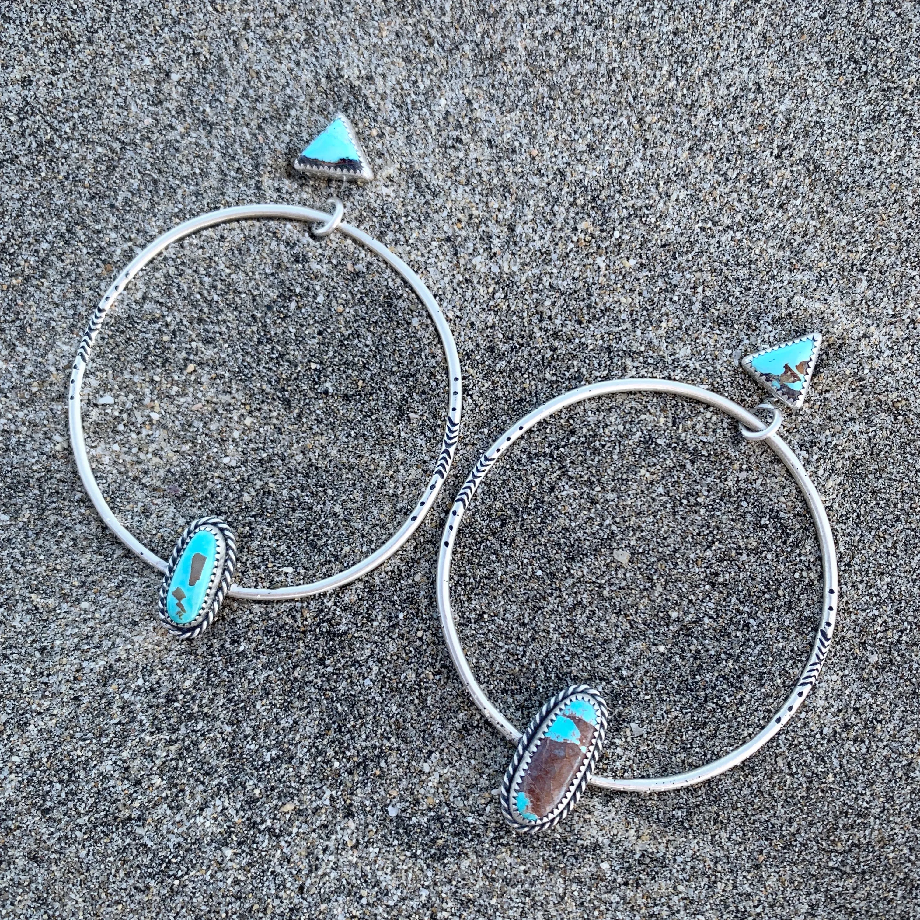 Turquoise studs with removable stamped turquoise hoops