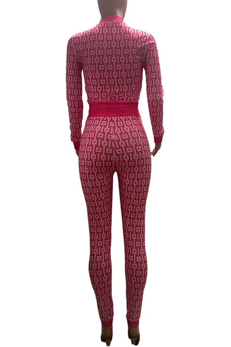 UK623 Printed Long Sleeve Two-Piece Set