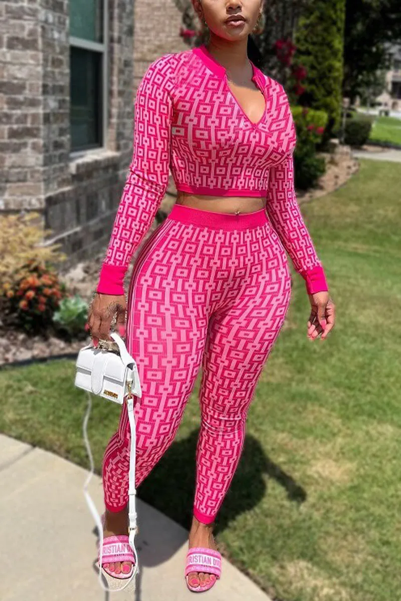 UK623 Printed Long Sleeve Two-Piece Set
