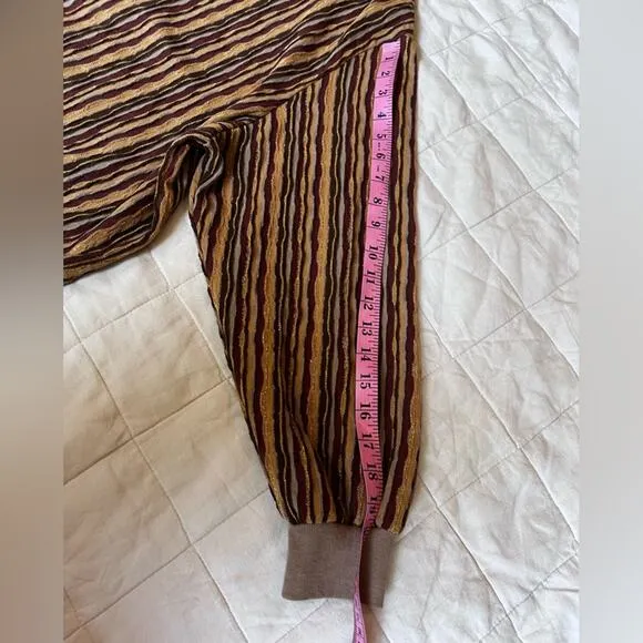Vintage BonWorth Brown Retro Stripe w/ Gold Metallic Grandpa Sweater - Medium