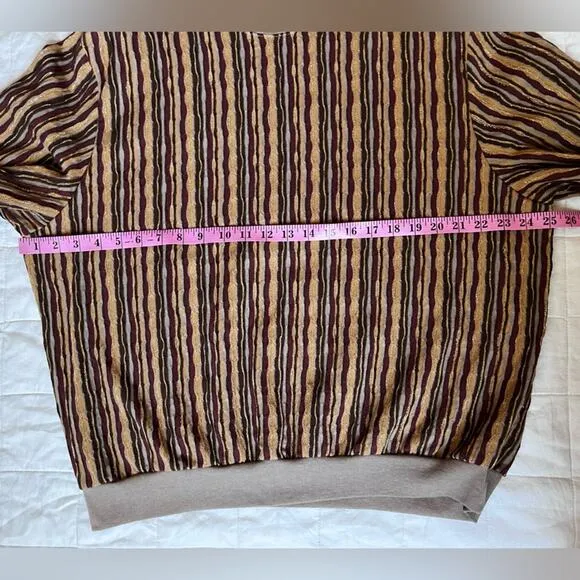 Vintage BonWorth Brown Retro Stripe w/ Gold Metallic Grandpa Sweater - Medium