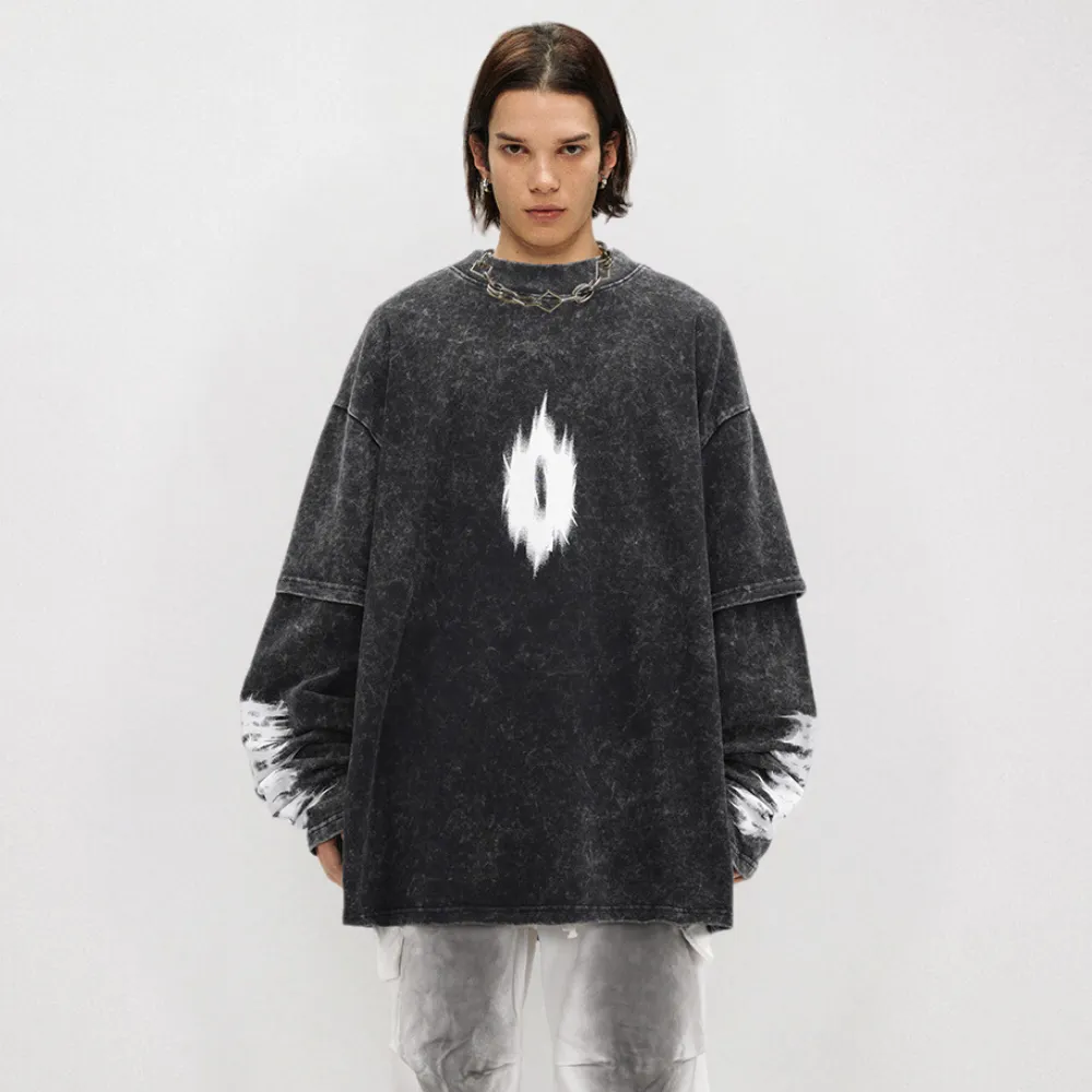 Washed Flame Print Sweatshirt