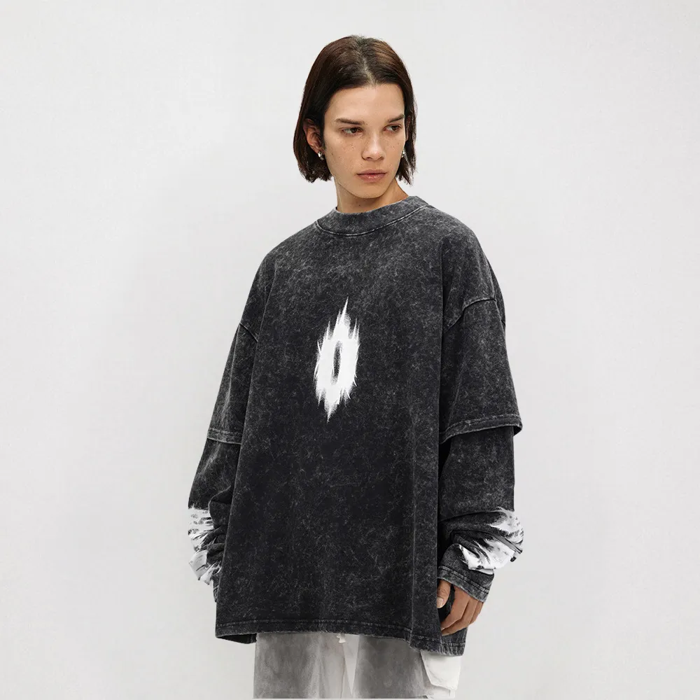 Washed Flame Print Sweatshirt