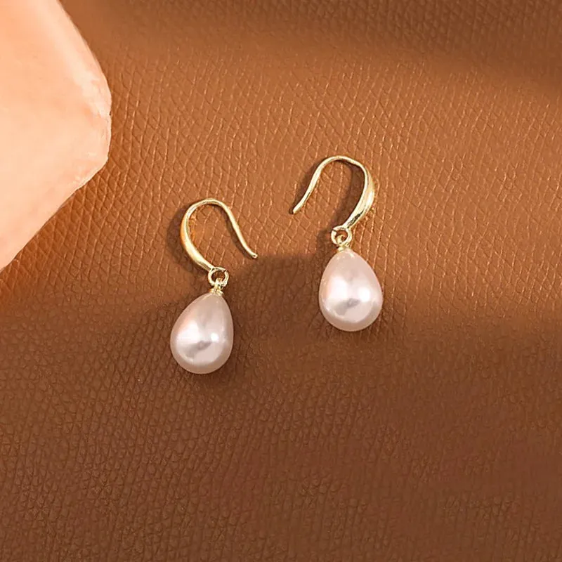 Water Drop Pearl Dangle Earrings