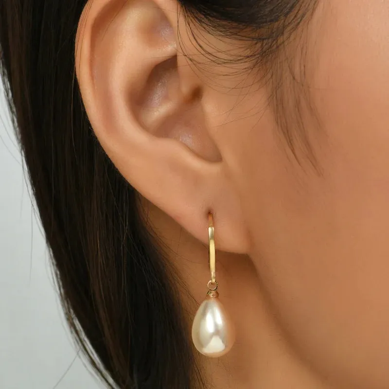 Water Drop Pearl Dangle Earrings