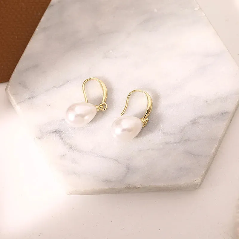 Water Drop Pearl Dangle Earrings