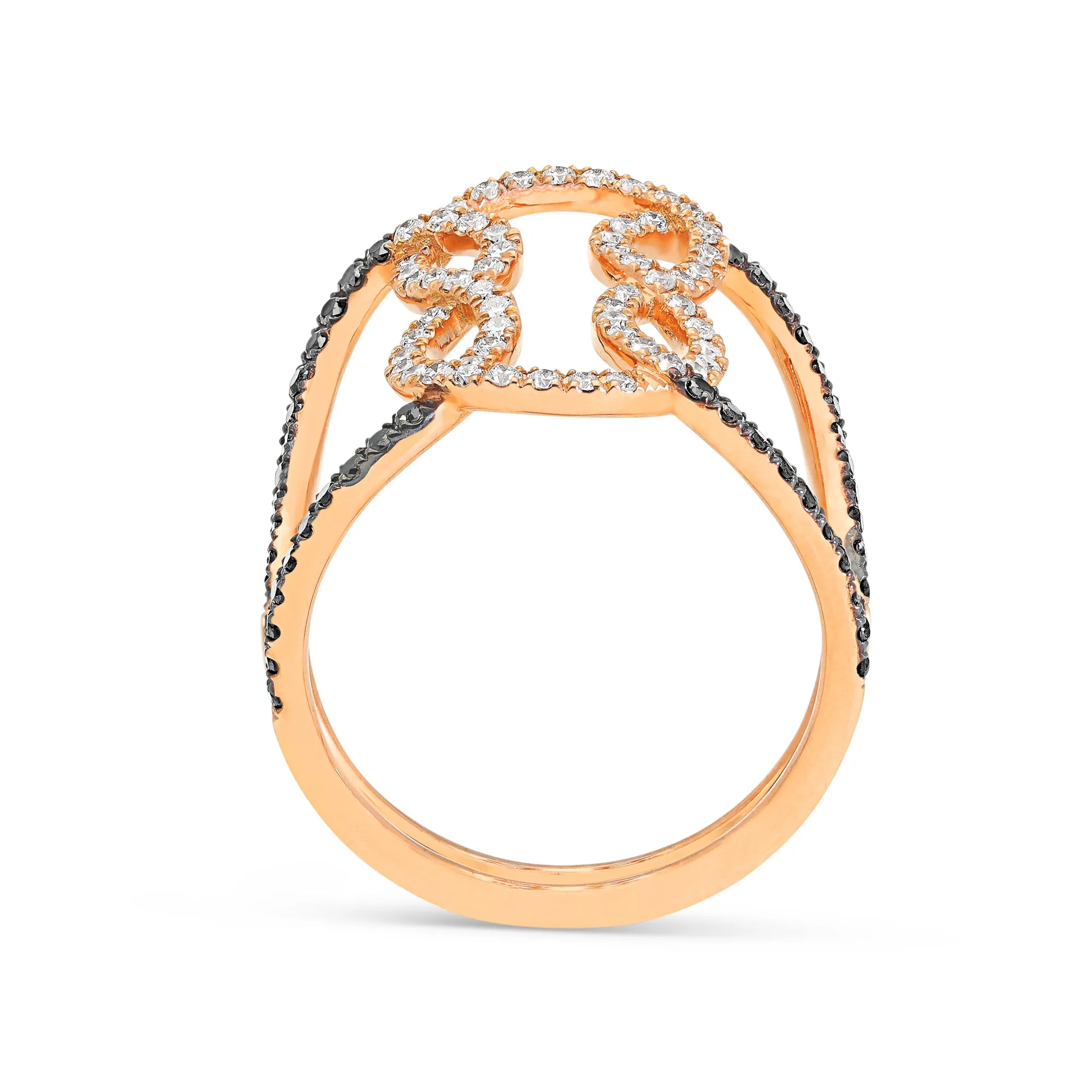 White and Black Diamond Infinity Loop Ring