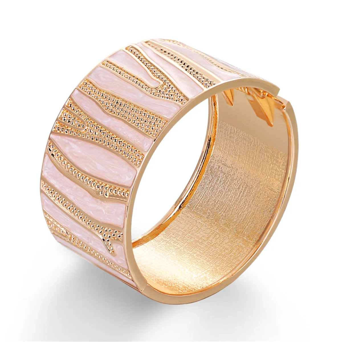 White Enamel & 18K Gold-Plated Branch Bangle
