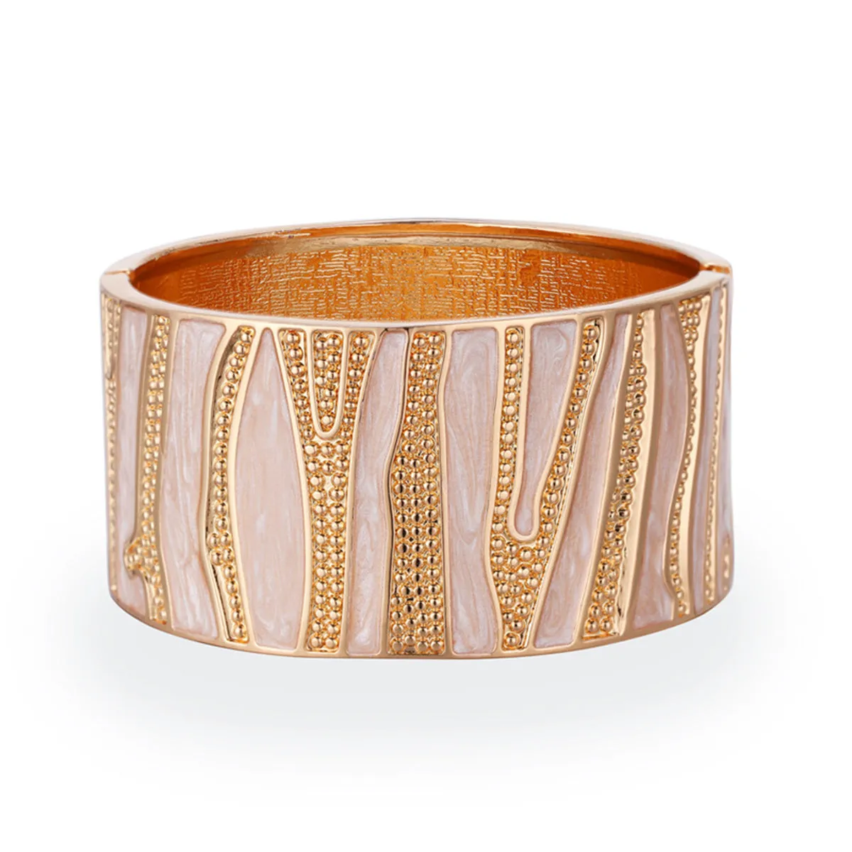 White Enamel & 18K Gold-Plated Branch Bangle