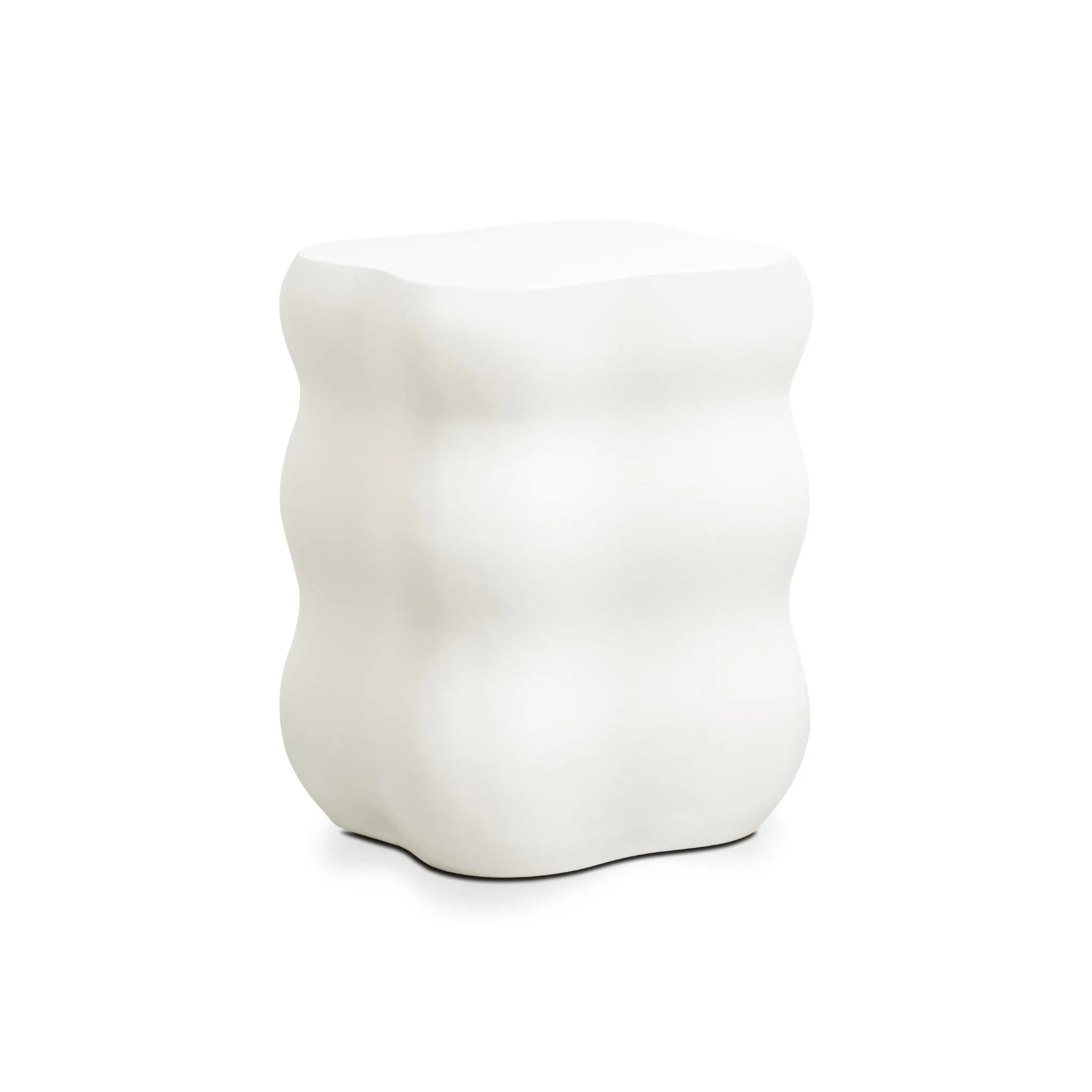 White MgO modern curves square tall side table