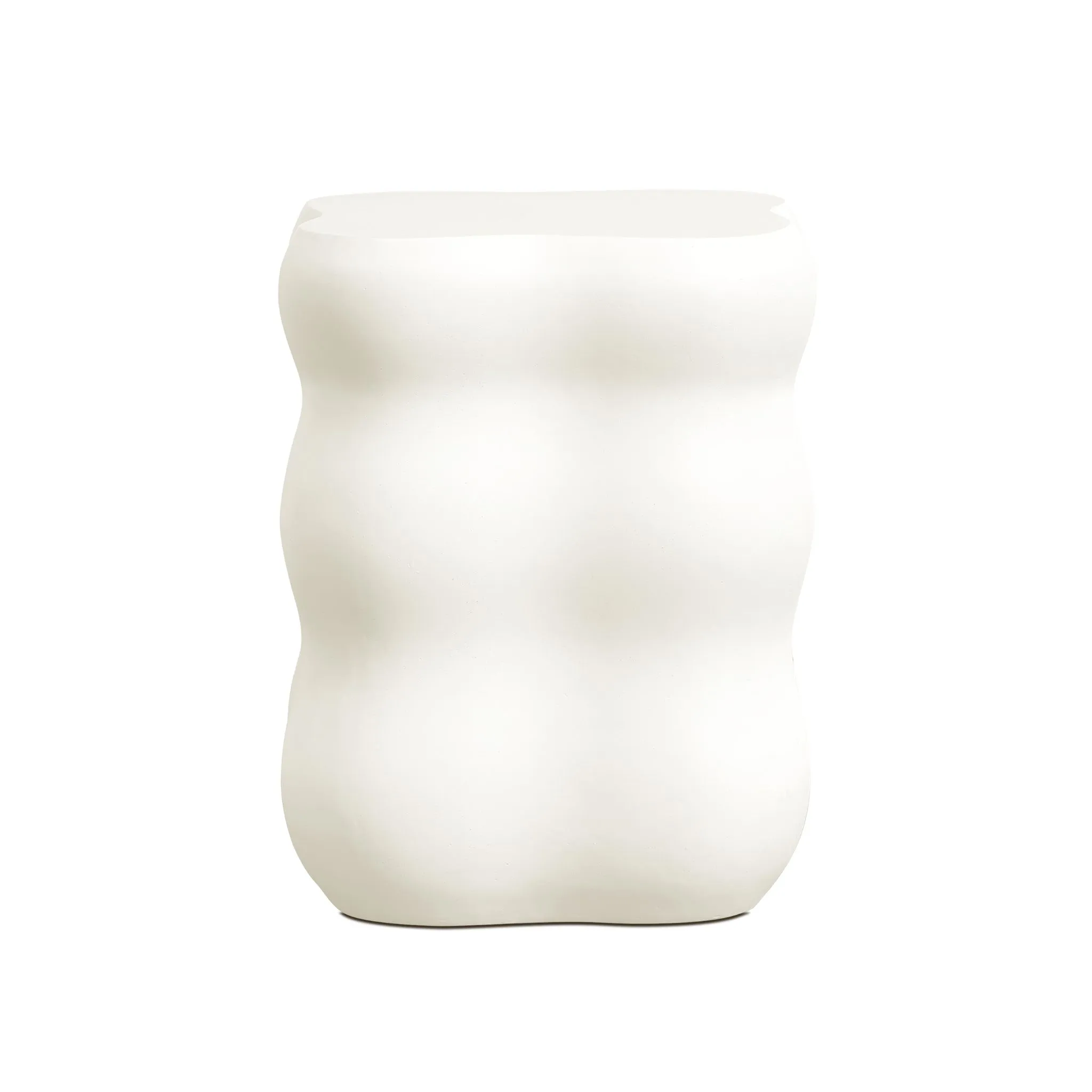 White MgO modern curves square tall side table