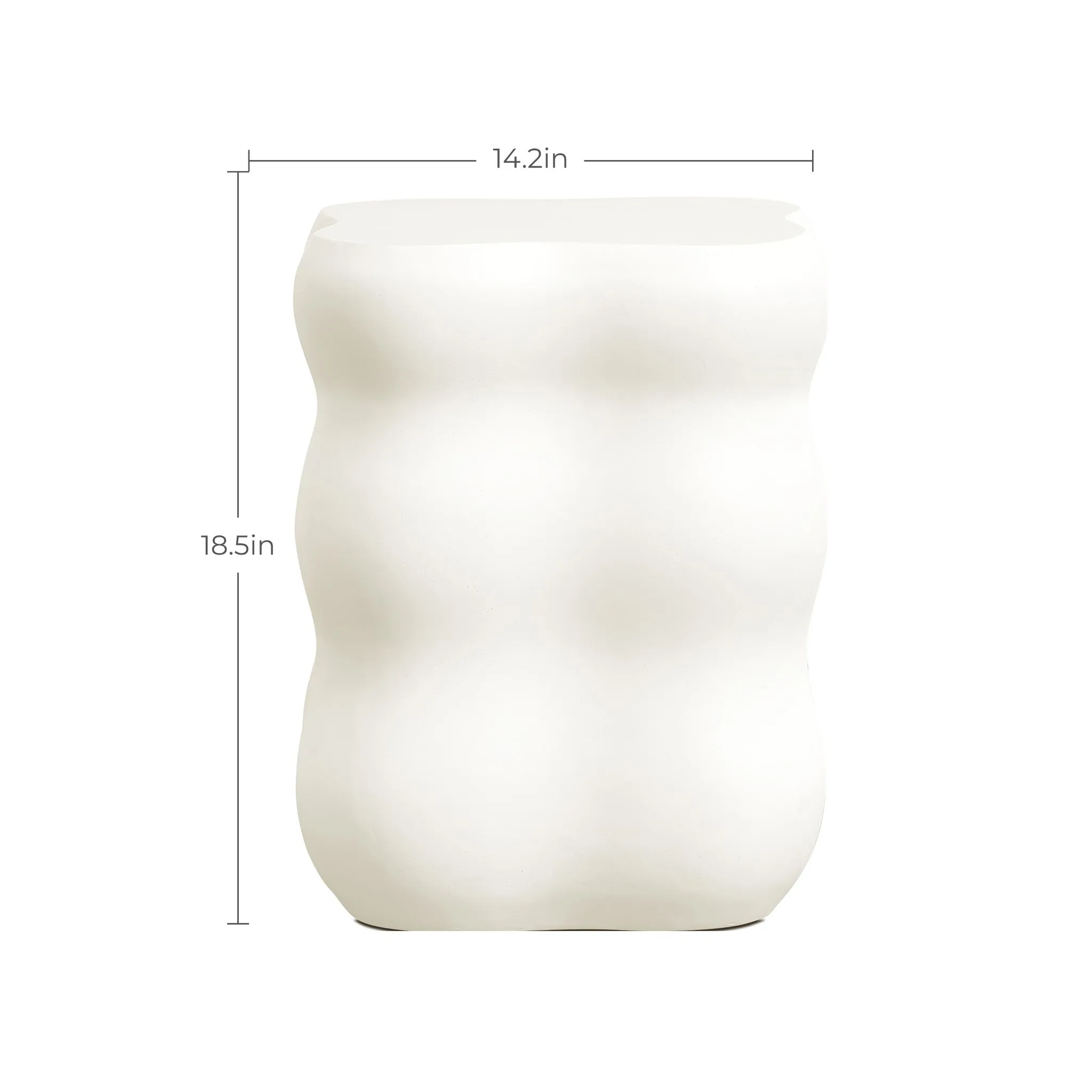 White MgO modern curves square tall side table