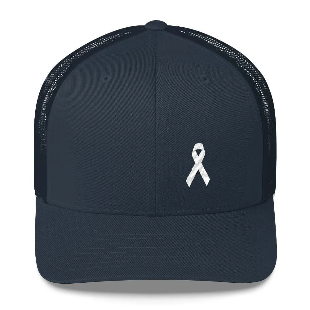 White Ribbon Awareness Snapback Trucker Hat