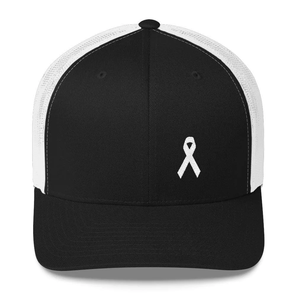 White Ribbon Awareness Snapback Trucker Hat