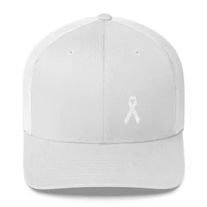 White Ribbon Awareness Snapback Trucker Hat