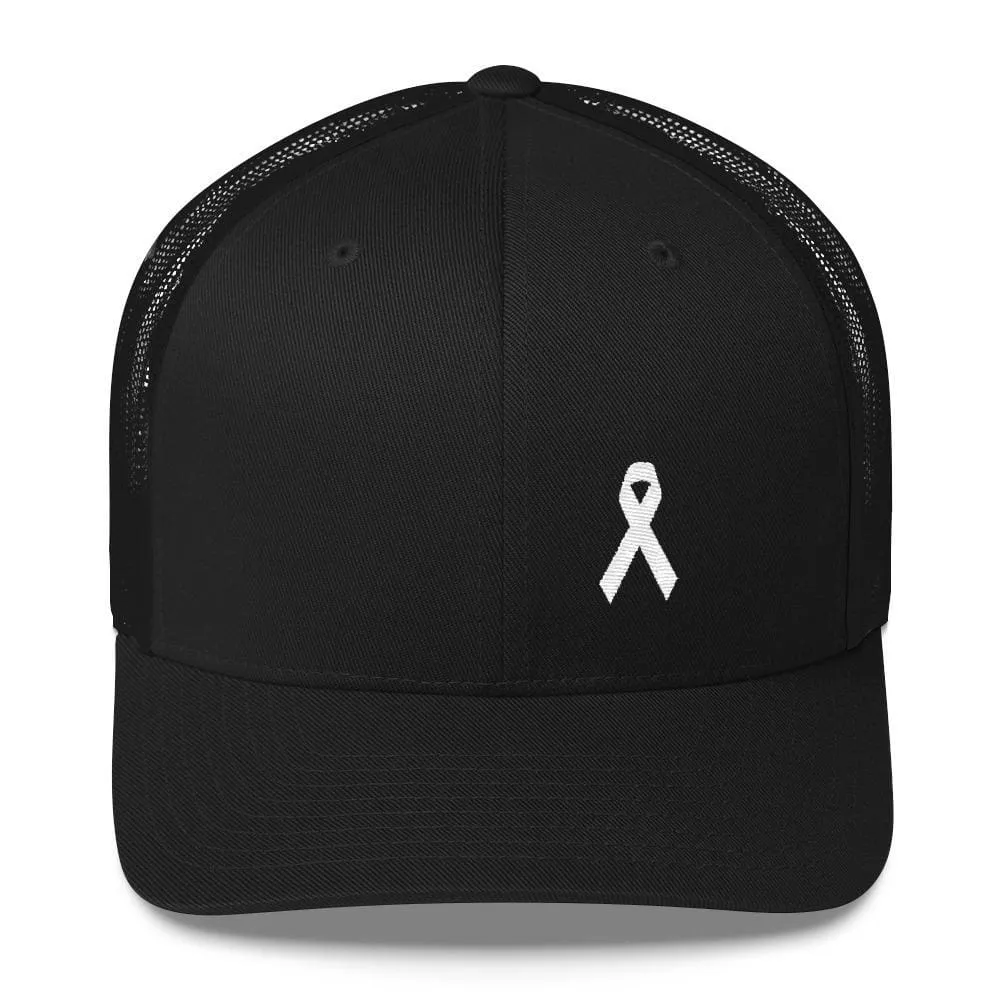 White Ribbon Awareness Snapback Trucker Hat