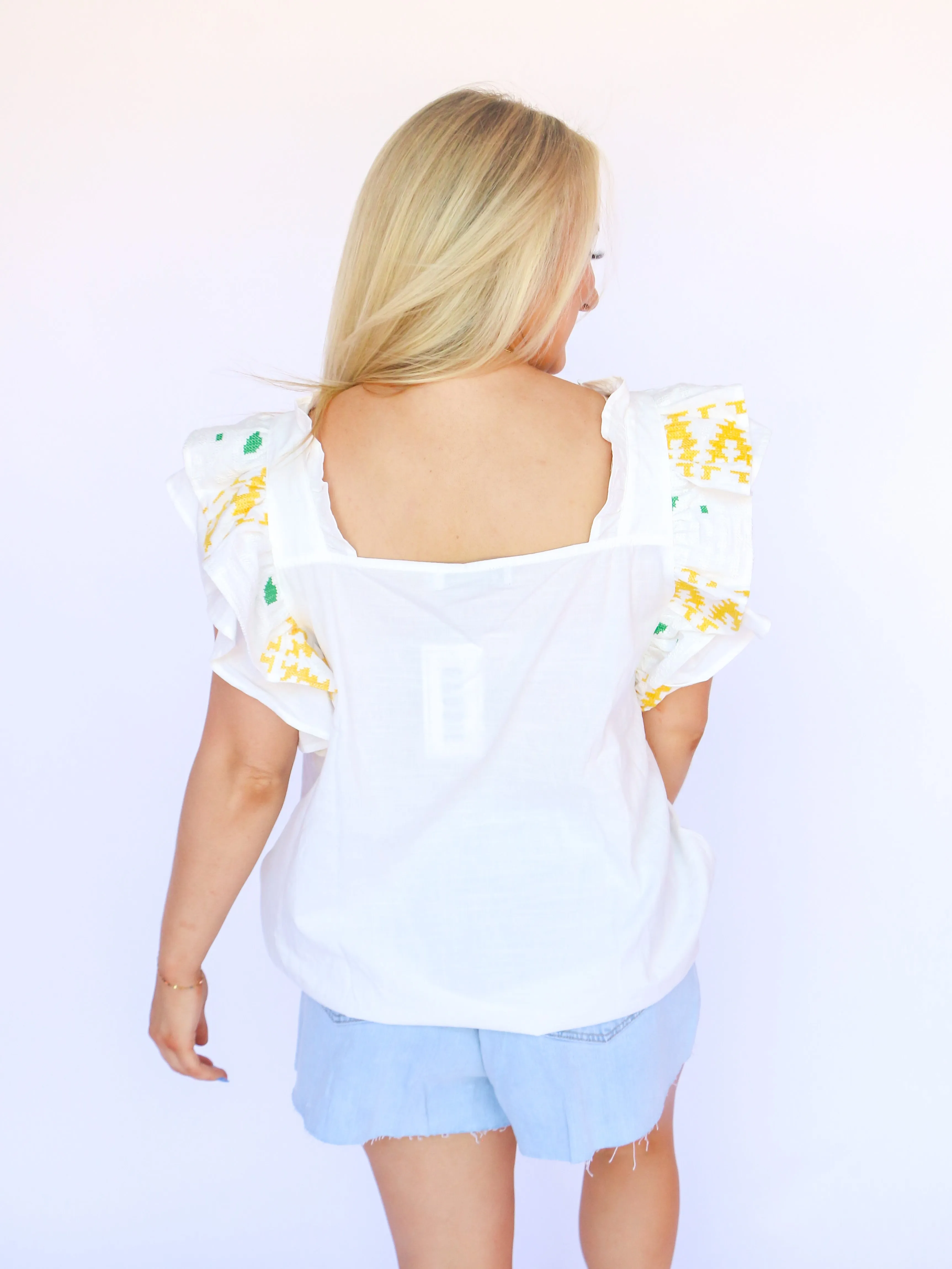 White Square Neck Sleeveless Top