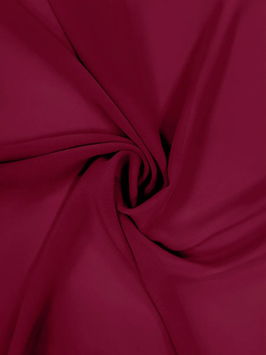 Wine Red Chiffon Fabric By The 1/2 Yard