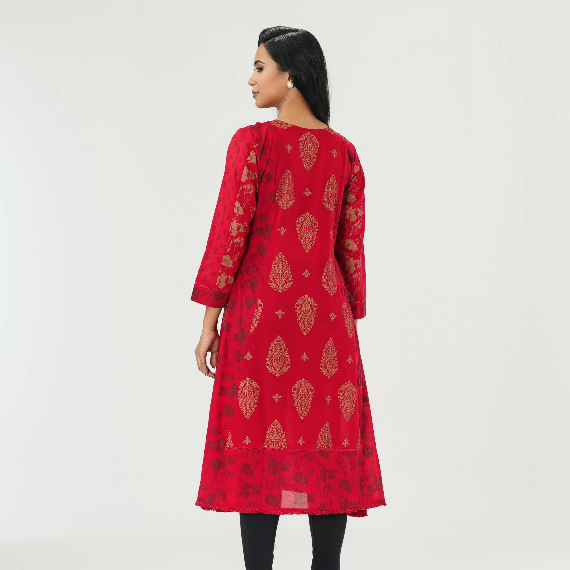 Womens Red Ethnic Kurti