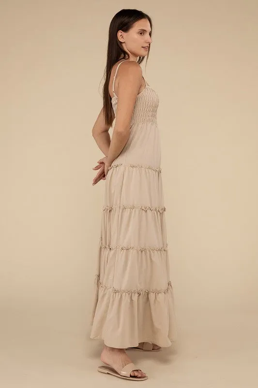 Woven Smocked Top Tiered Cami Maxi Dress (3 colors)