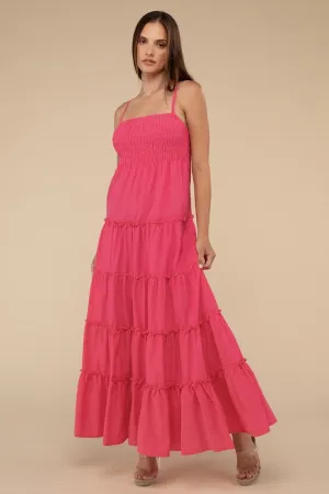 Woven Smocked Top Tiered Cami Maxi Dress (3 colors)