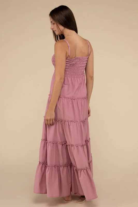 Woven Smocked Top Tiered Cami Maxi Dress (3 colors)
