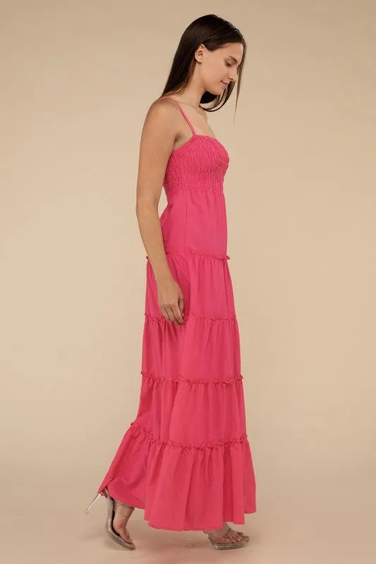 Woven Smocked Top Tiered Cami Maxi Dress (3 colors)