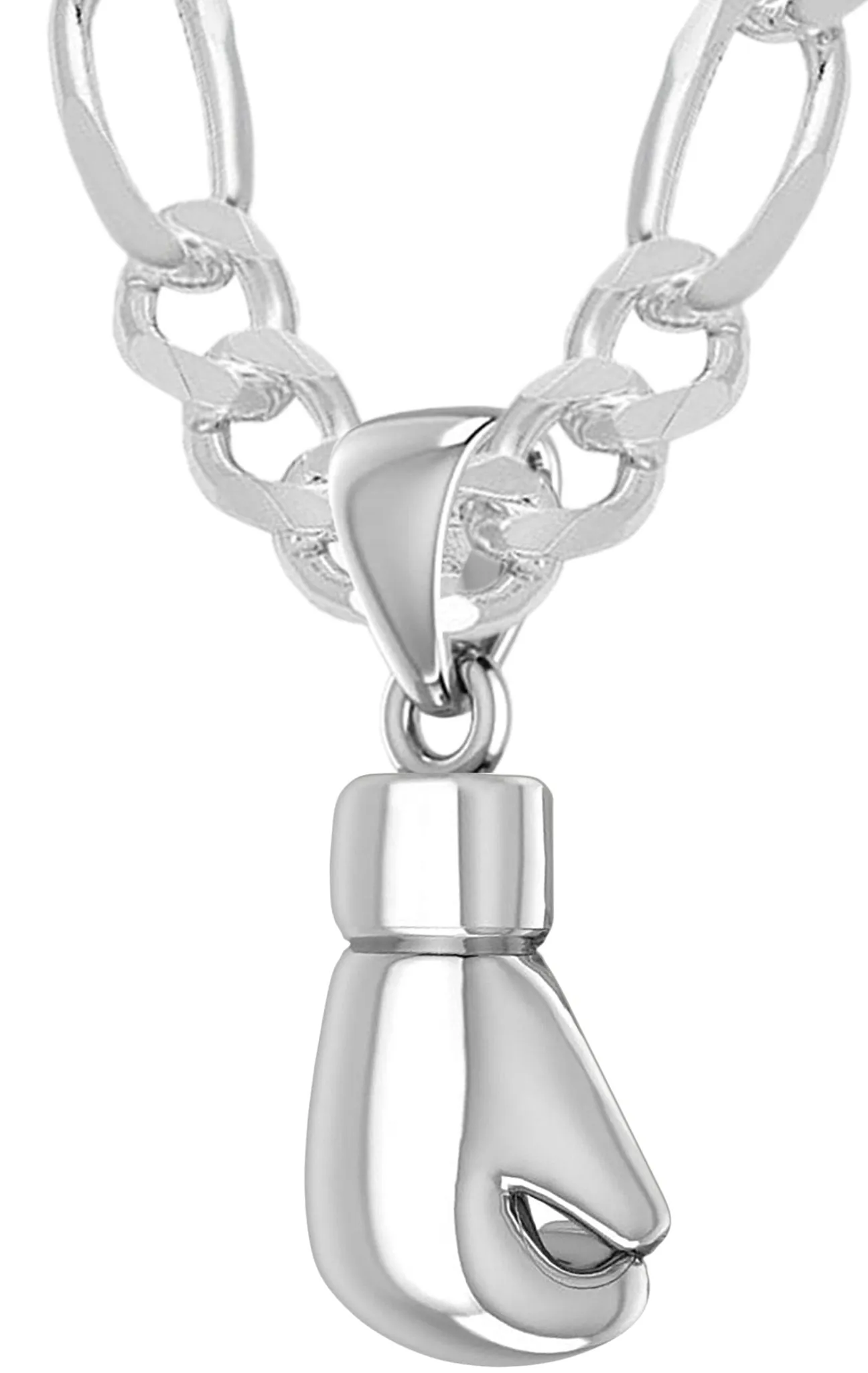 XL 50mm 3D 925 Sterling Silver Single Boxing Glove Pendant Necklace, 36g!