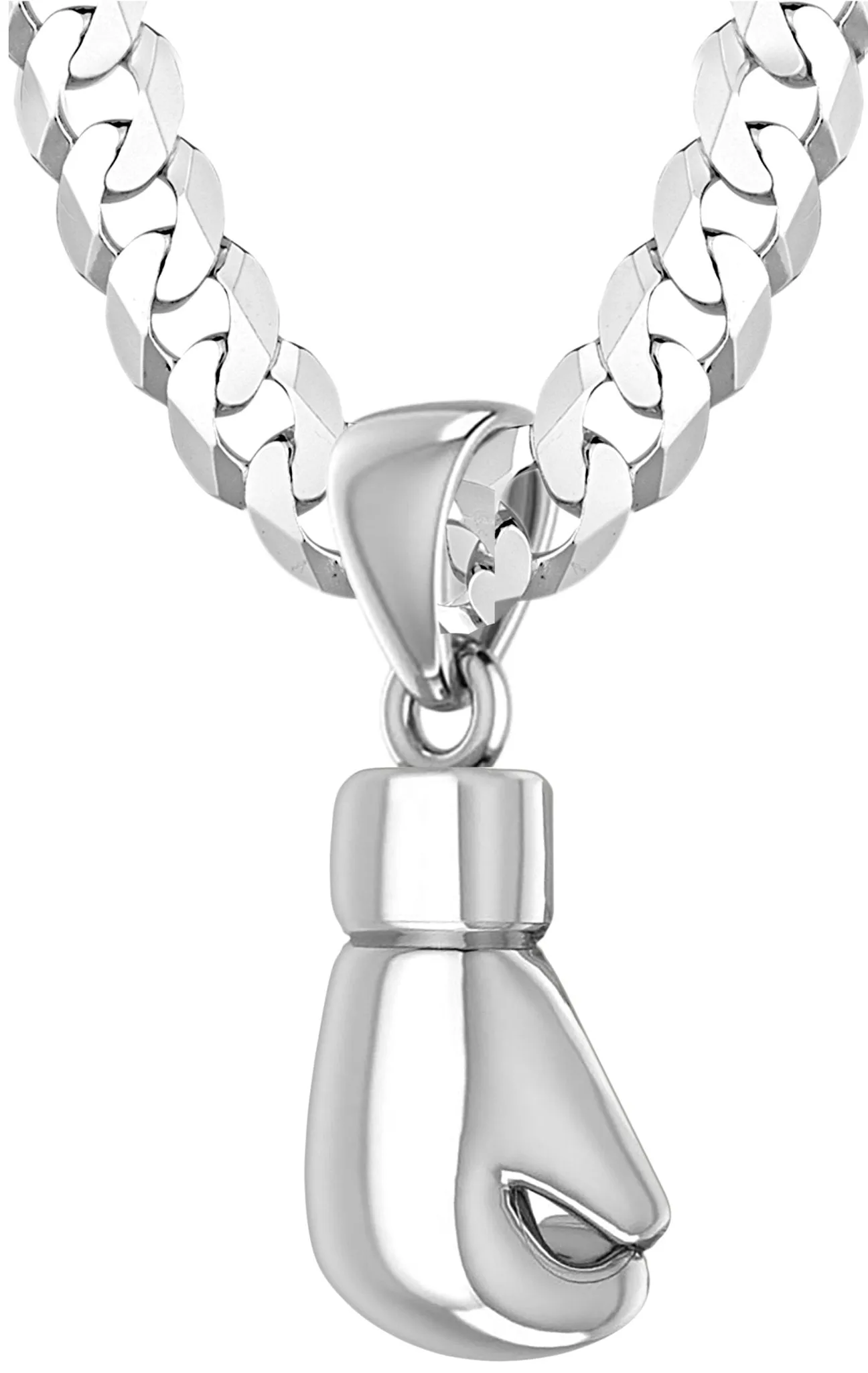 XL 50mm 3D 925 Sterling Silver Single Boxing Glove Pendant Necklace, 36g!
