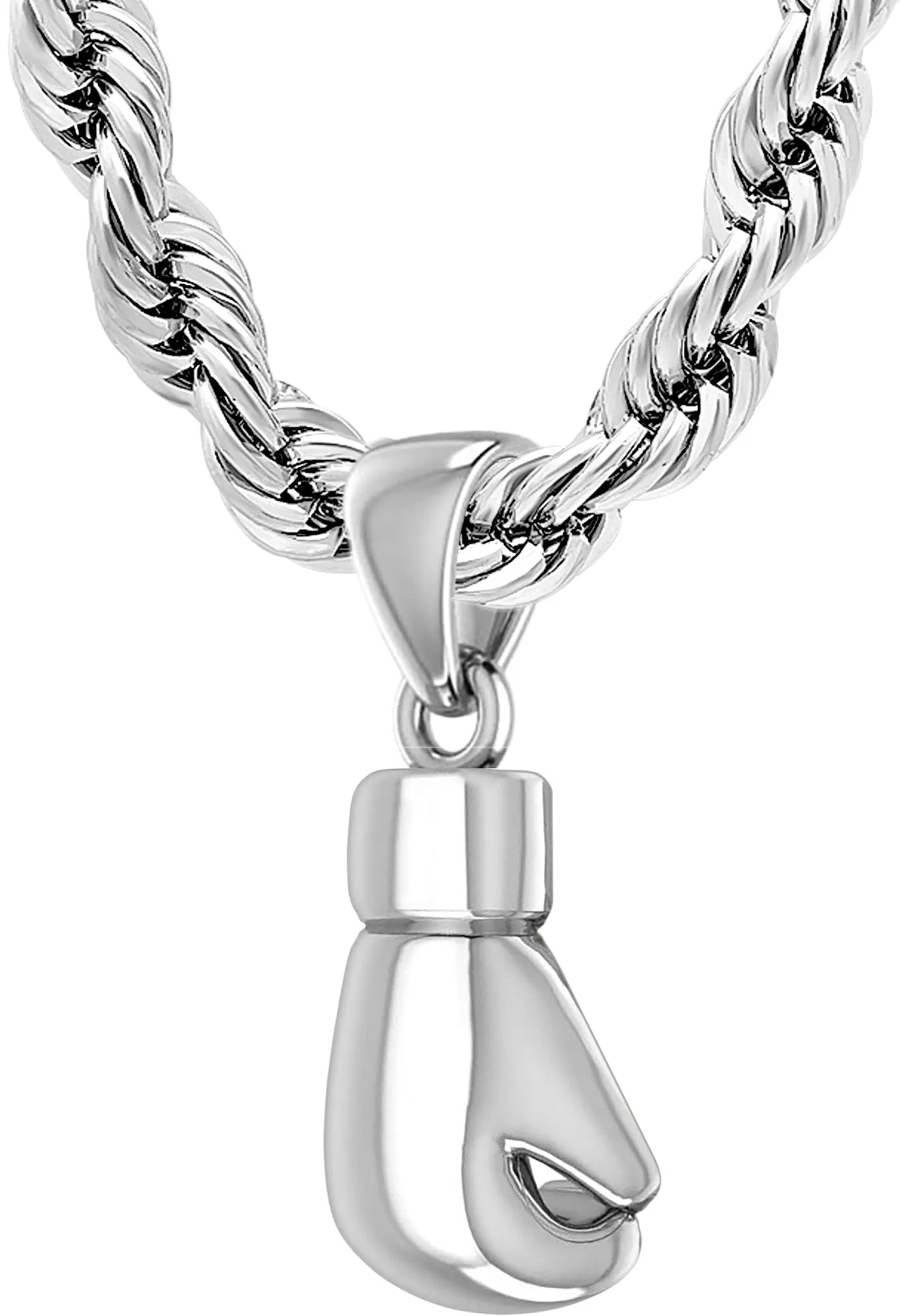 XL 50mm 3D 925 Sterling Silver Single Boxing Glove Pendant Necklace, 36g!