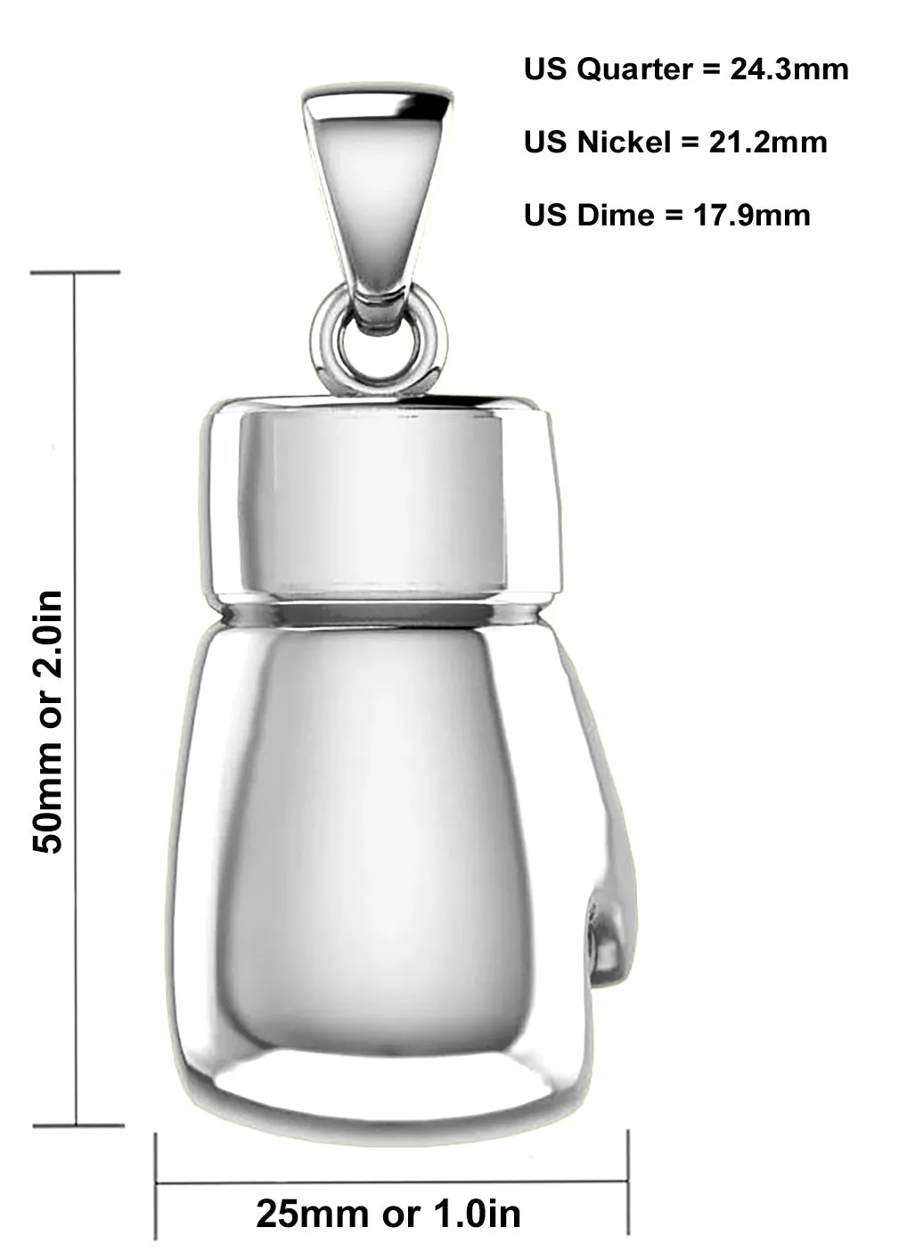 XL 50mm 3D 925 Sterling Silver Single Boxing Glove Pendant Necklace, 36g!