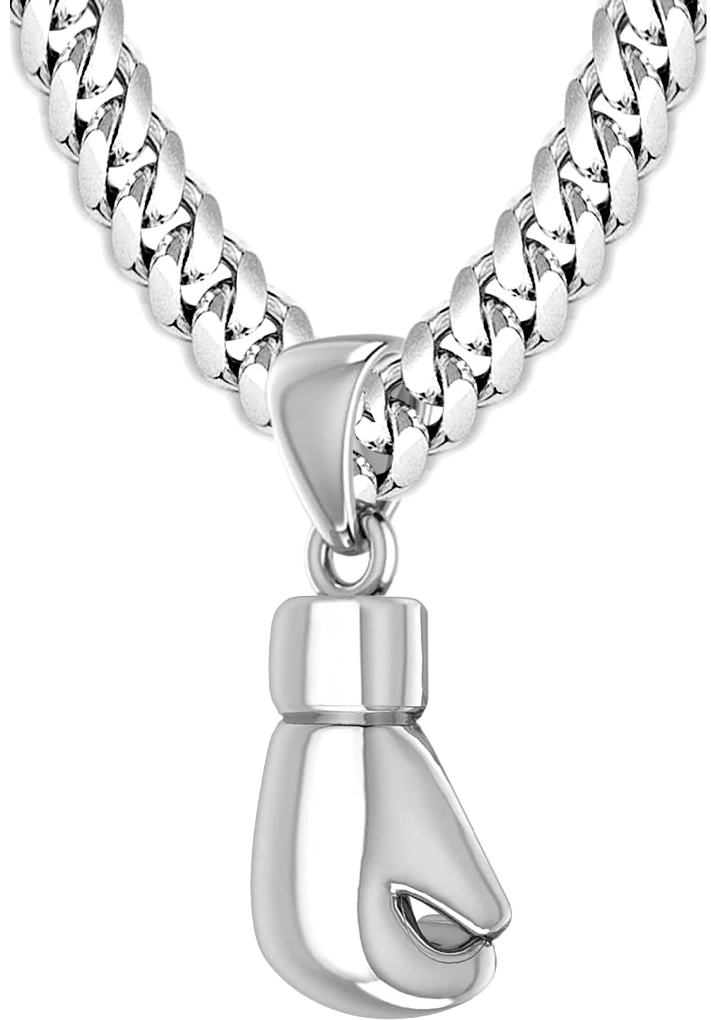 XL 50mm 3D 925 Sterling Silver Single Boxing Glove Pendant Necklace, 36g!