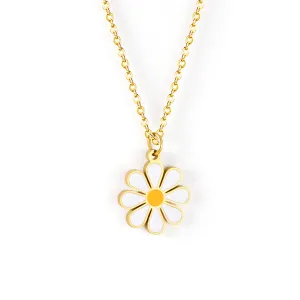 Yellow Enamel & 18K Gold-Plated Mum Pendant Necklace