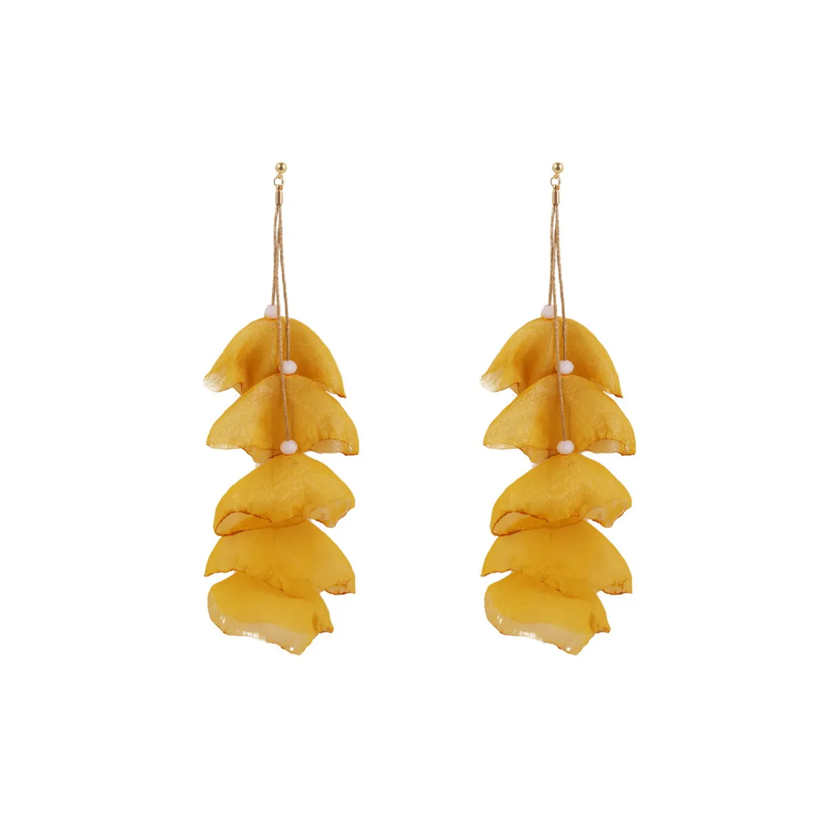 Yellow Polyster & 18K Gold-Plated Five-Petal Drop Earrings