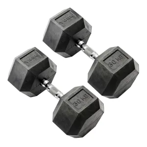 York 30kg Commercial Rubber Hex Dumbbells