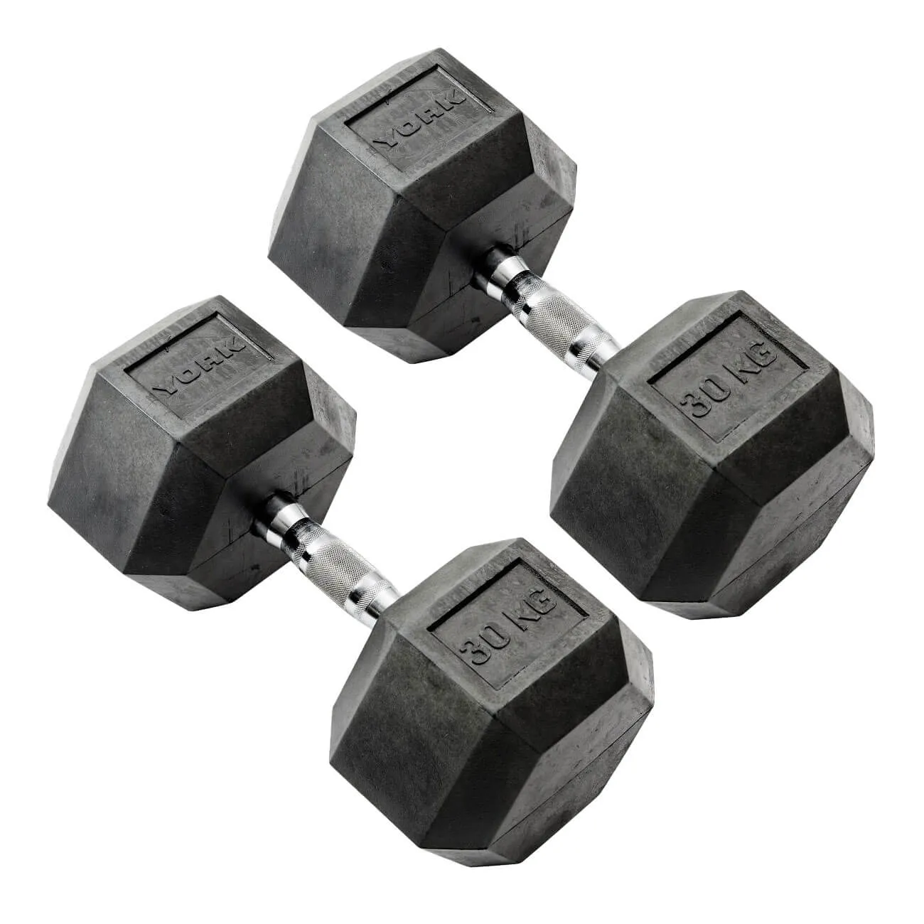 York 30kg Commercial Rubber Hex Dumbbells