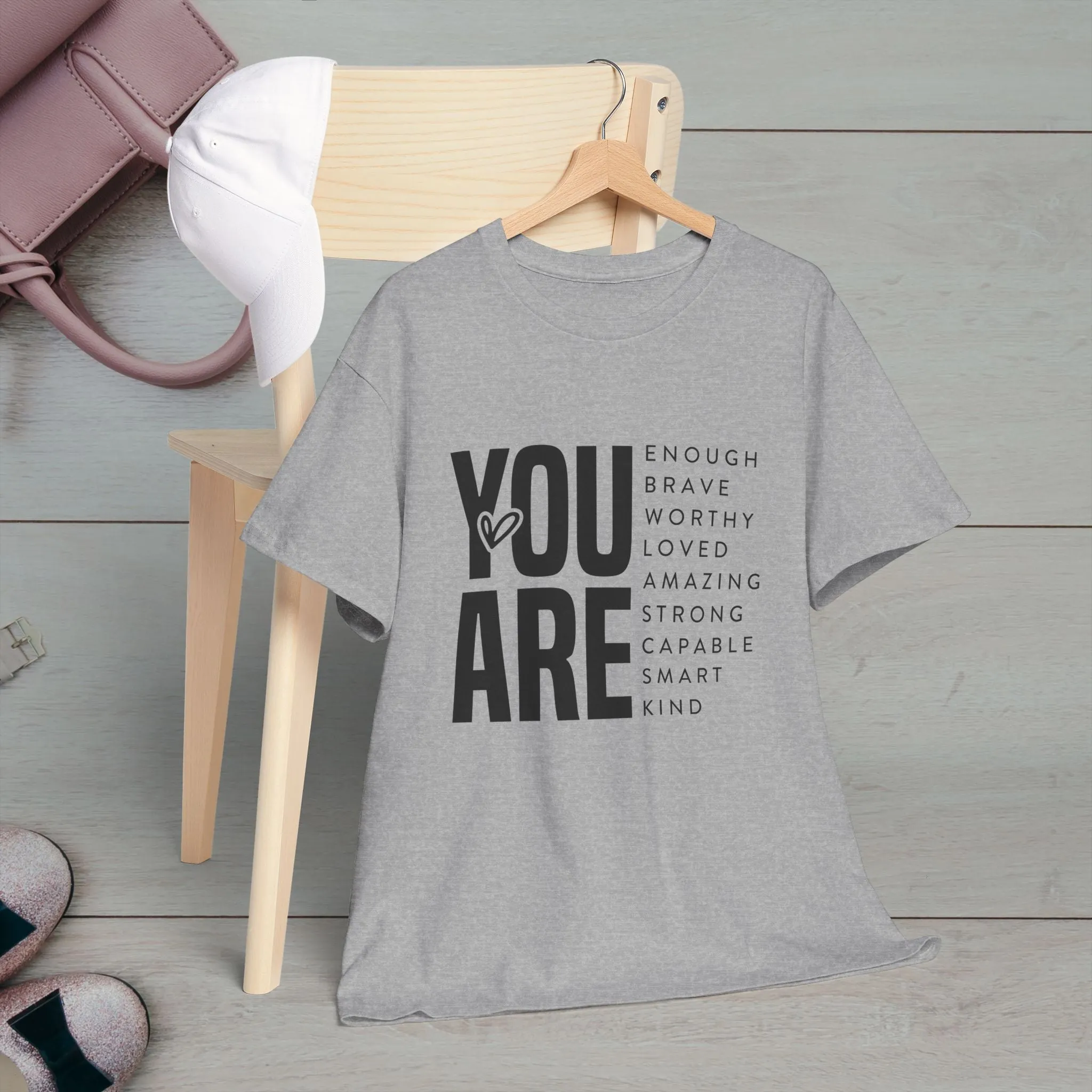 You Are Enough Unisex Heavy Cotton Tee | Inspirational Graphic Tee for Self-Love and Positivity